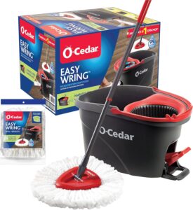  Best O-Cedar EasyWring Microfiber Spin Mop & Bucket Floor Cleaning System + 2 Extra Refills, Red/Gray
